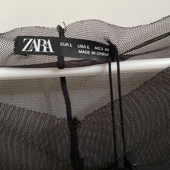 NWT - Zara Sheer Mesh Black Midi Dress - Picture 7 of 7